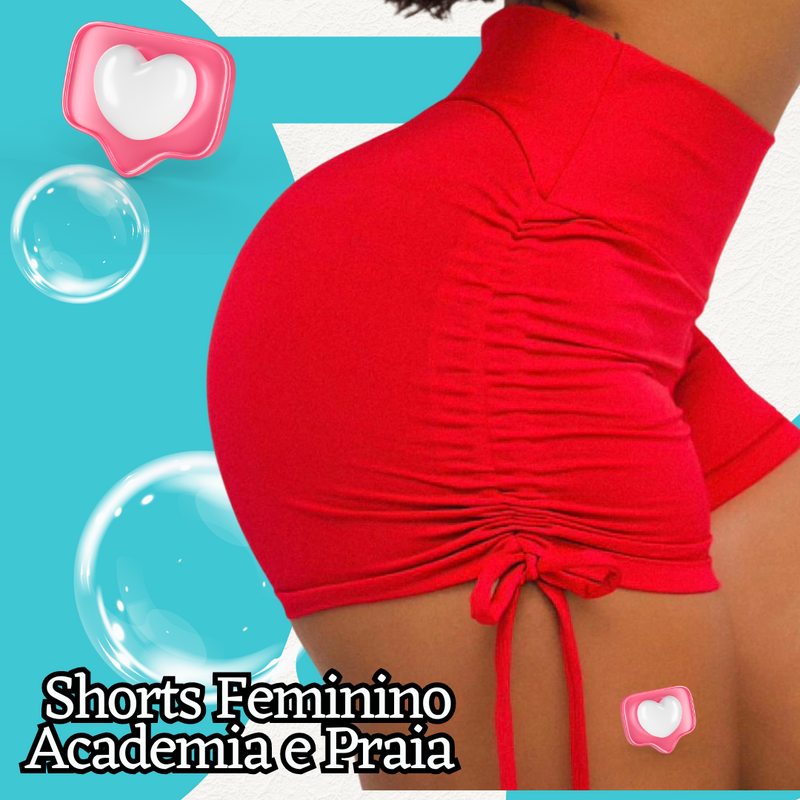 Shorts Fitness Levanta Bumbum com Cordinha Lateral Moda Feminina para Academia