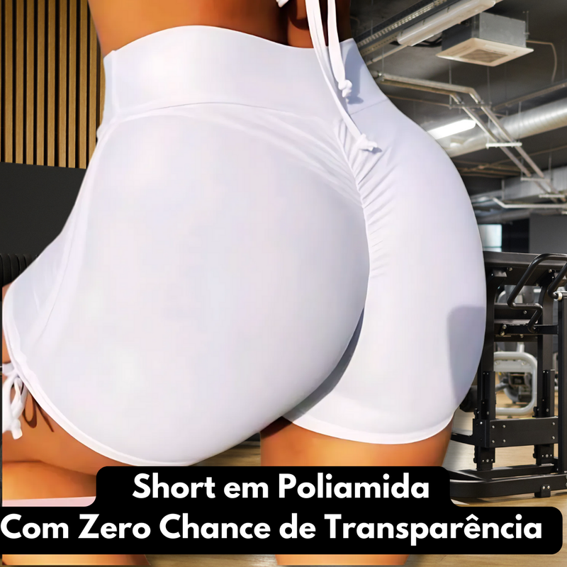Shorts Fitness Levanta Bumbum com Cordinha Lateral Moda Feminina para Academia