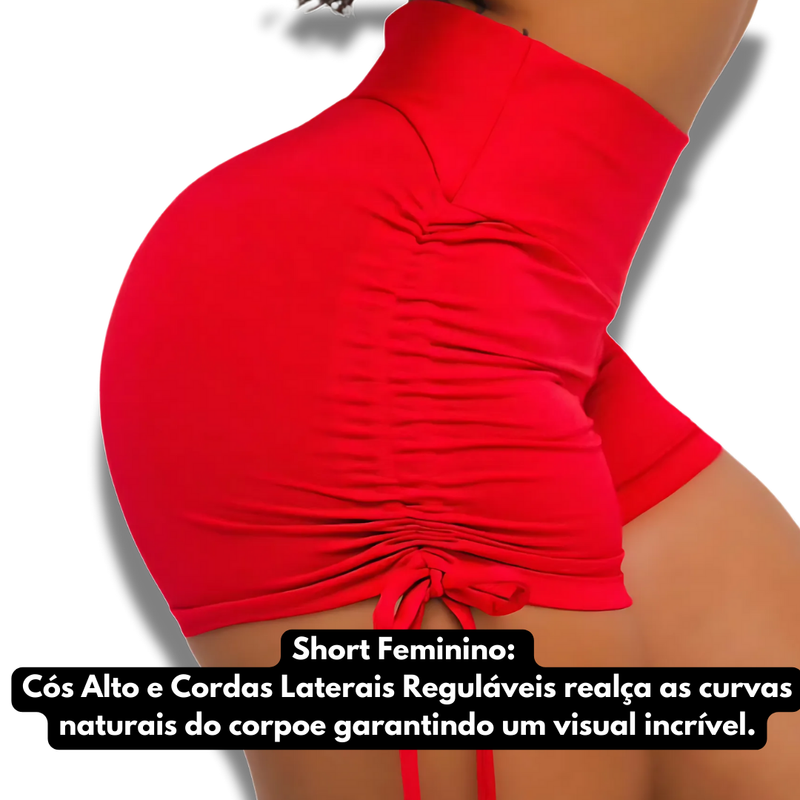 Shorts Fitness Levanta Bumbum com Cordinha Lateral Moda Feminina para Academia
