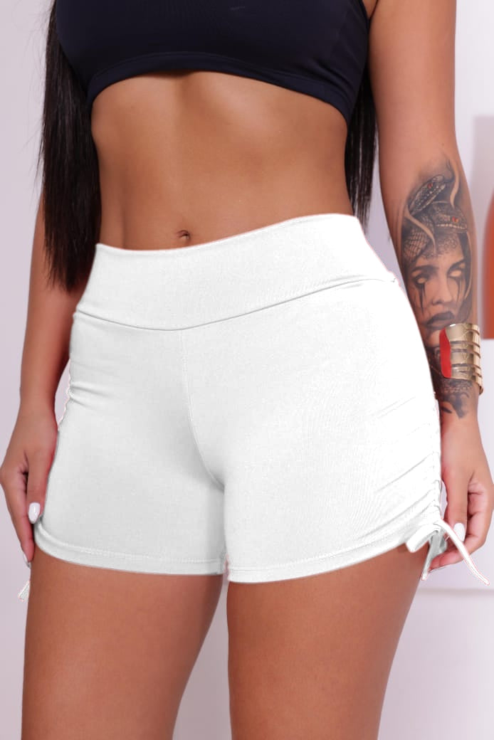 Shorts Fitness Levanta Bumbum com Cordinha Lateral Moda Feminina Academia Esportes Treino
