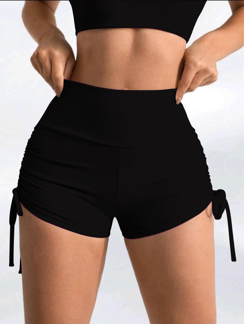 Shorts Fitness Levanta Bumbum com Cordinha Lateral Moda Feminina Academia Esportes Treino