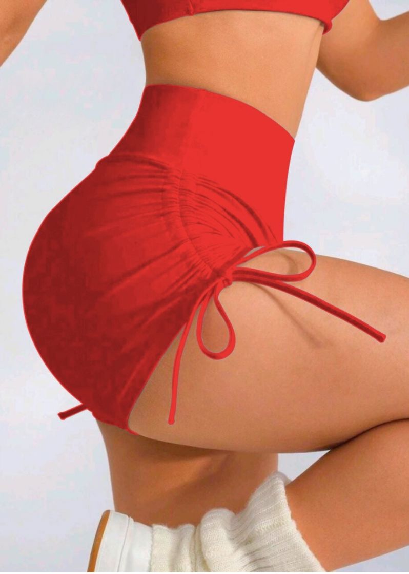 Shorts Fitness Levanta Bumbum com Cordinha Lateral Moda Feminina Academia Esportes Treino