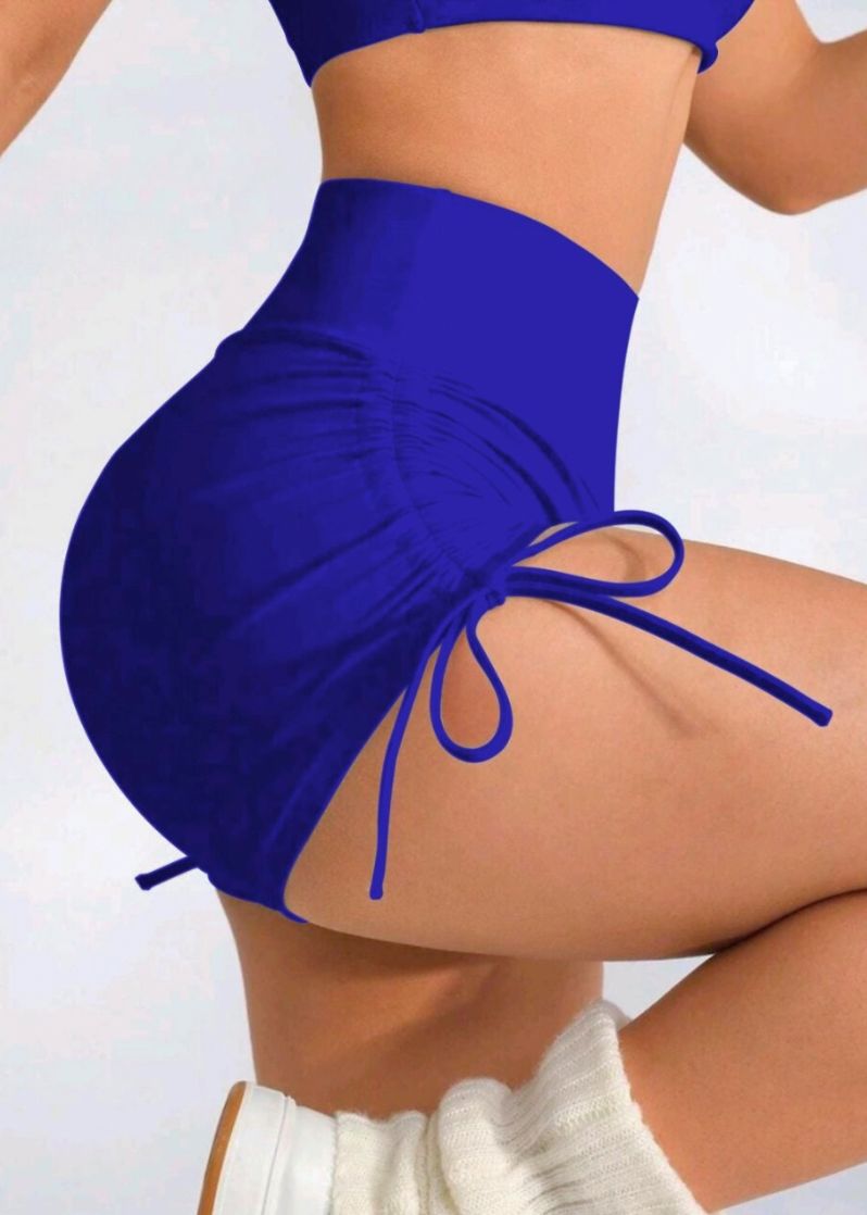 Shorts Fitness Levanta Bumbum com Cordinha Lateral Moda Feminina Academia Esportes Treino